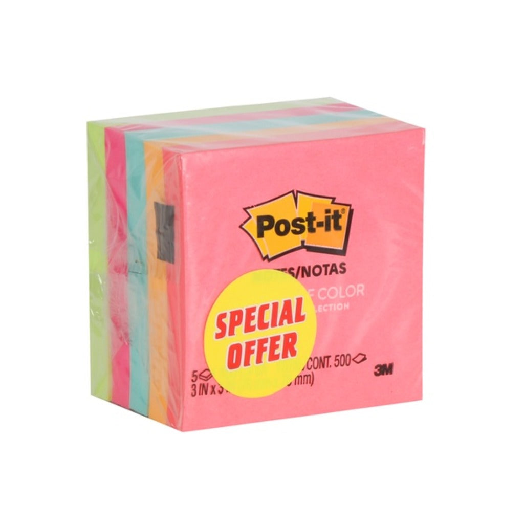 3M POST IT-654 3X3 5 Pack Coloured