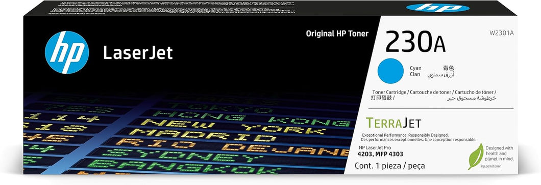 HP 230A Cyan Original LaserJet Toner Cartridge - W2301A