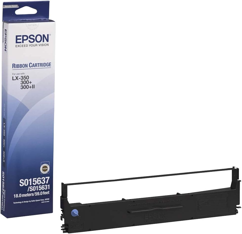 EPSON S015637-S015631 Black Ribbon Cartridge for LX350 and LX300