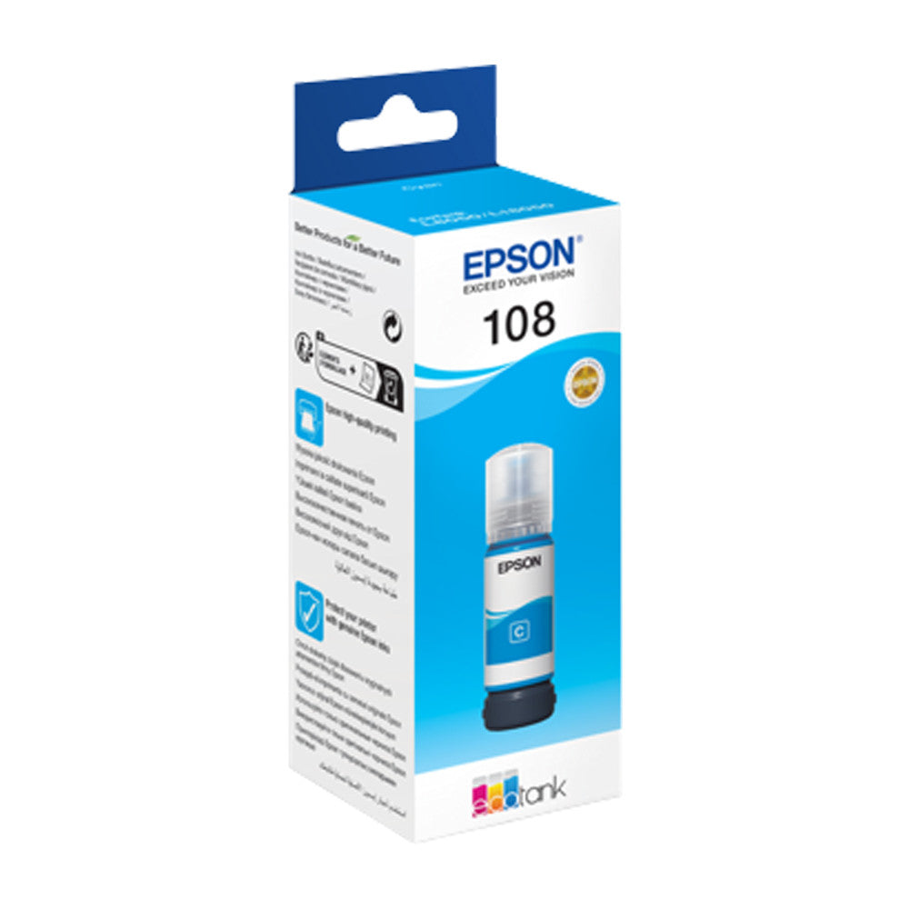 Epson 108 EcoTank Cyan ink bottle