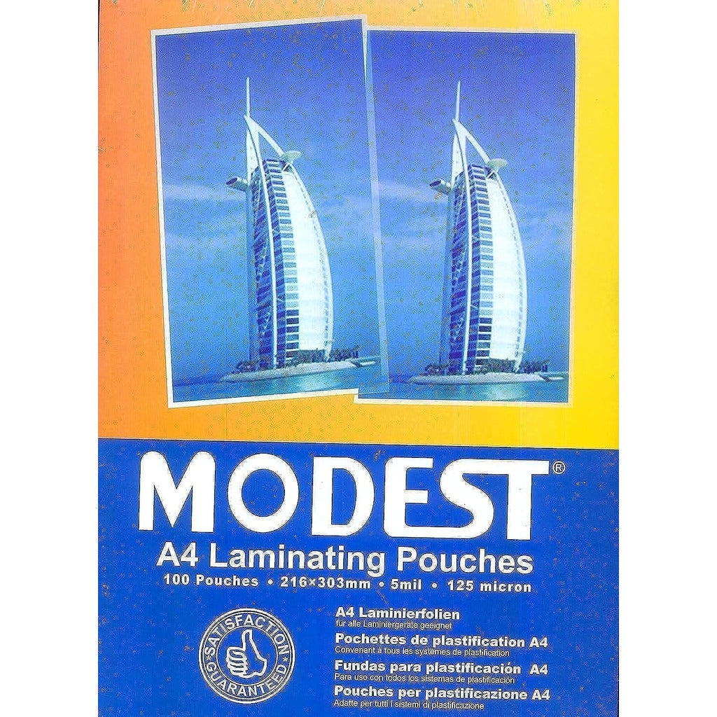 Modest A4 Laminating Pouches 125 Micron 100 Pouches