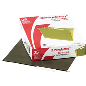 Pendaflex Hanging File Folders, Letter Size, 1/5-Cut Adjustable Tabs, 25 Per Box (81602), Green - 1/5 Tabs