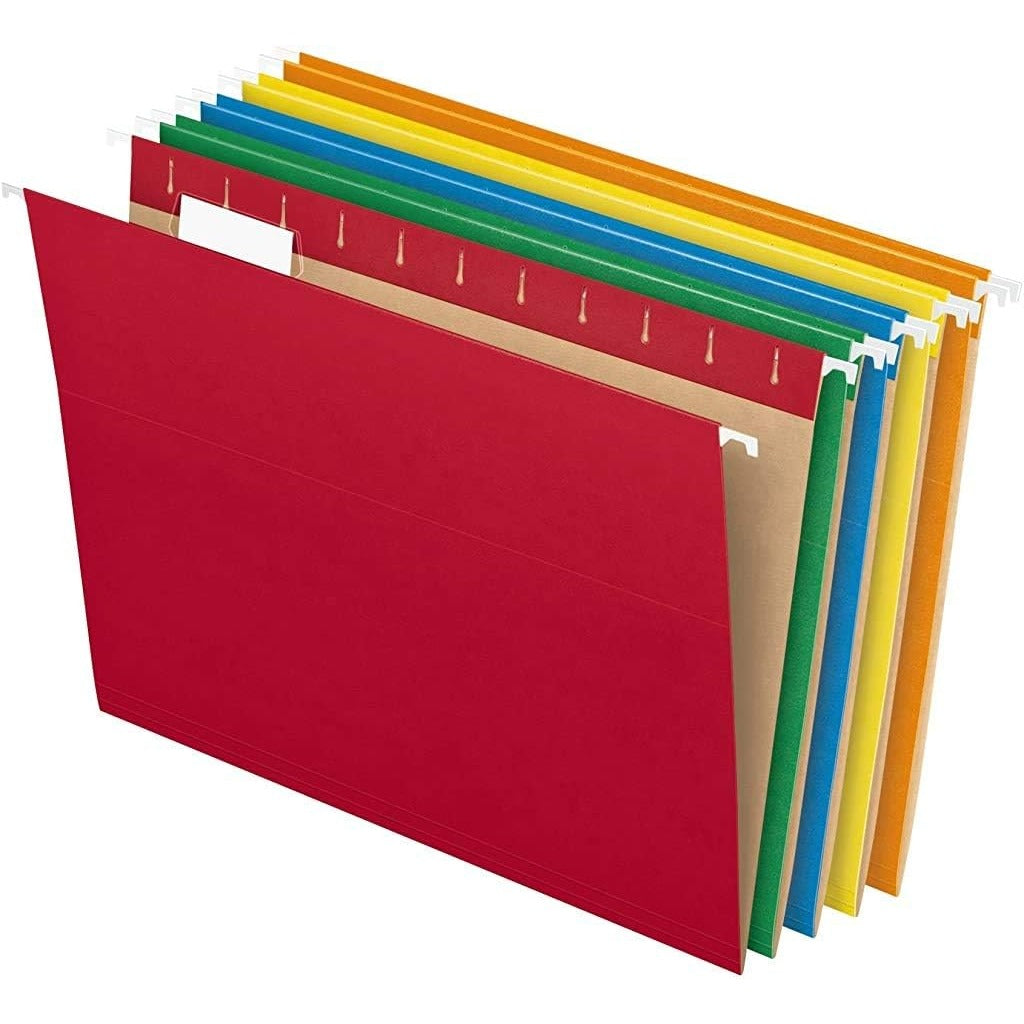 Pendaflex Hanging File Folders, Letter Size, 1/5-Cut Adjustable Tabs, 25 Per Box (81602), Green - 1/5 Tabs