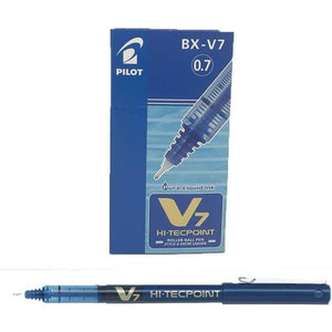 Pilot V7 Hi-Tecpoint Rollerball Pen, 0.7 mm Tip - Blue, Box of 12