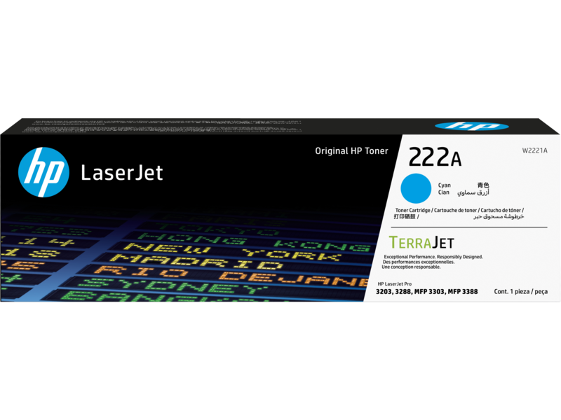 HP 222A Cyan Original LaserJet Toner Cartridge (W2221A)