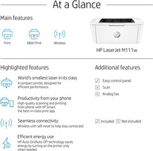 Load image into Gallery viewer, Hp Laserjet M111W Wireless Printer, White - [7Md68A]
