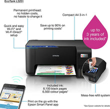 Load image into Gallery viewer, Epson Ecotank L3251 Home Ink Tank Printer A4, Colour, 3-In-1 With Wifi And Smartpanel App Connectivity, Black, Compact
